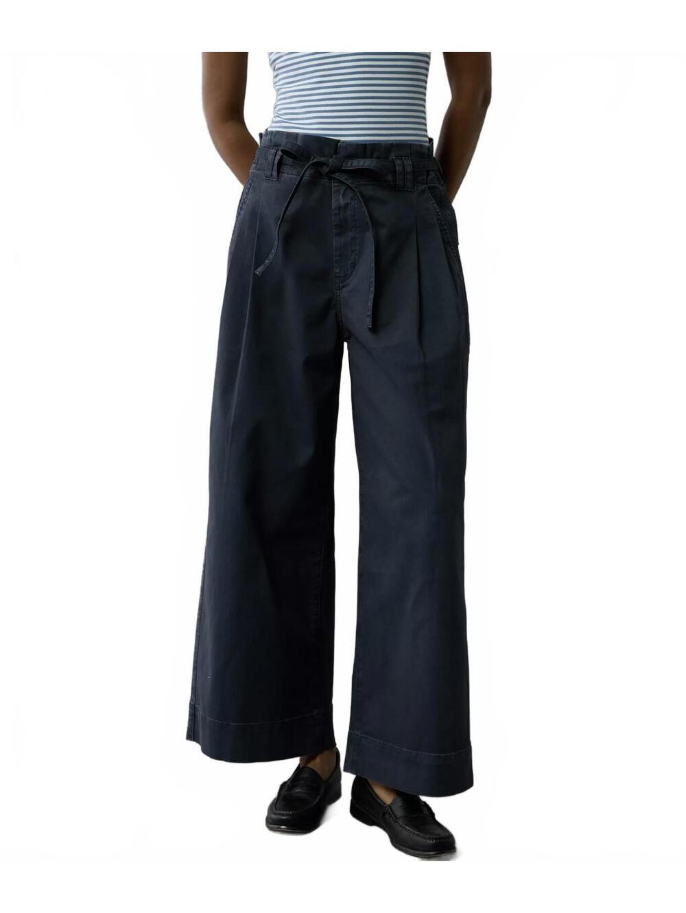 AE Short Stretch Paperbag Wide-Leg Crop Pant American Eagle Navy NWT 4S